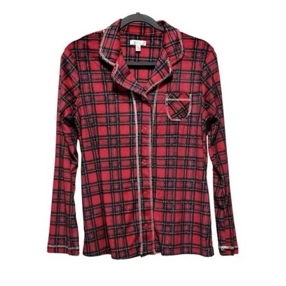 Secret Treasures Womens Red Plaid Sleepwear‎ Pajama Shirt Size S